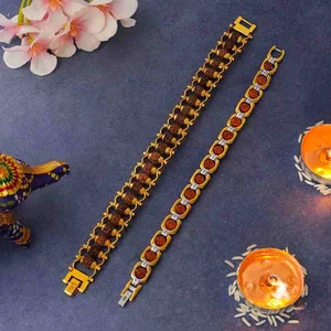 Gold Plated Modern + Duotone Rudraksha Bracelet Combo