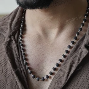Silver Plated Eternal Karungali Mala - Natural Ebony Wood (Govt. Certified)