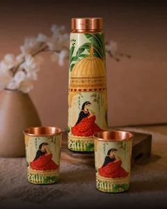 Printed Copper Bottle with 2 Glass