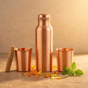 Copper Bottle Matte with 2 Glasses