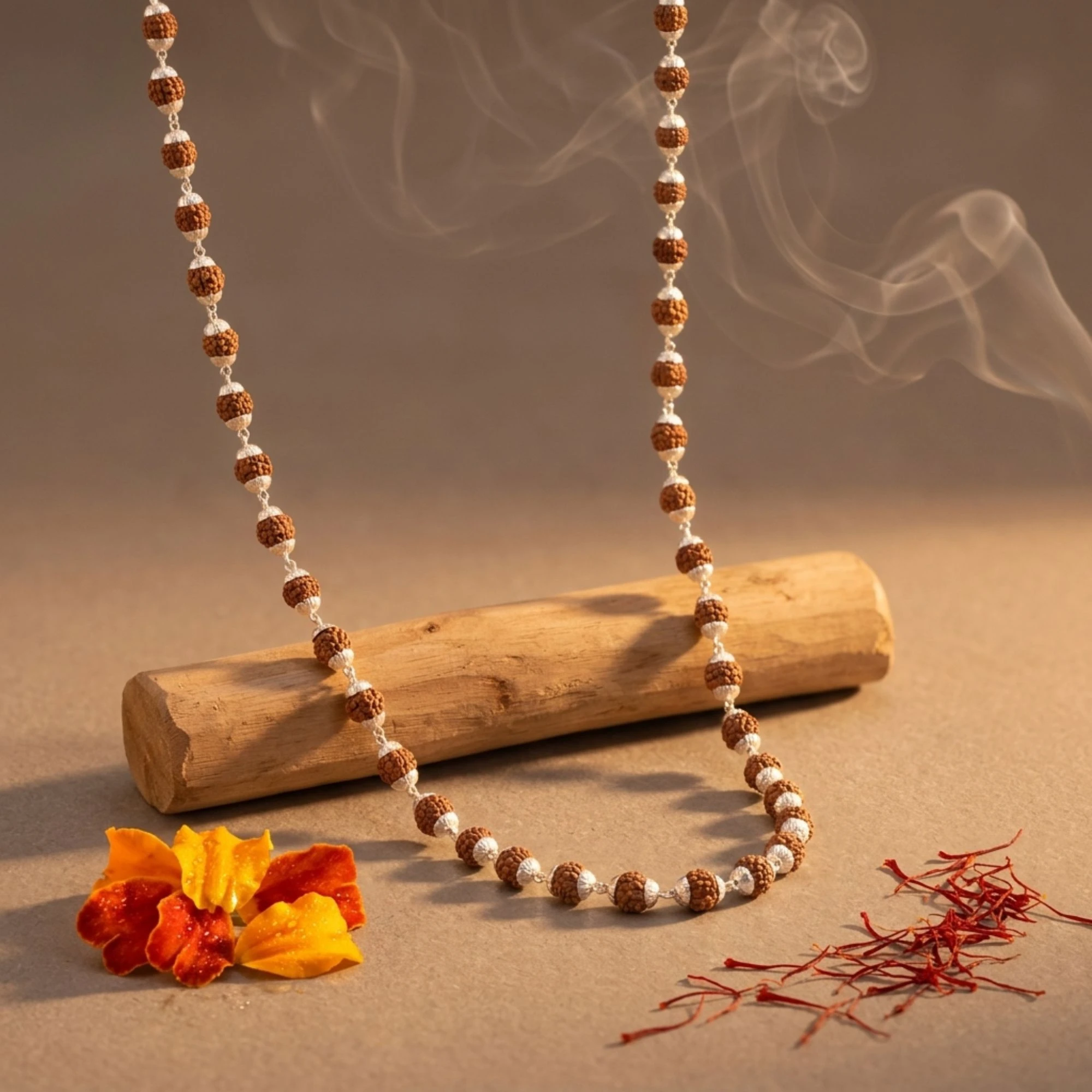 Silver Plated Elegant Rudraksha Mala