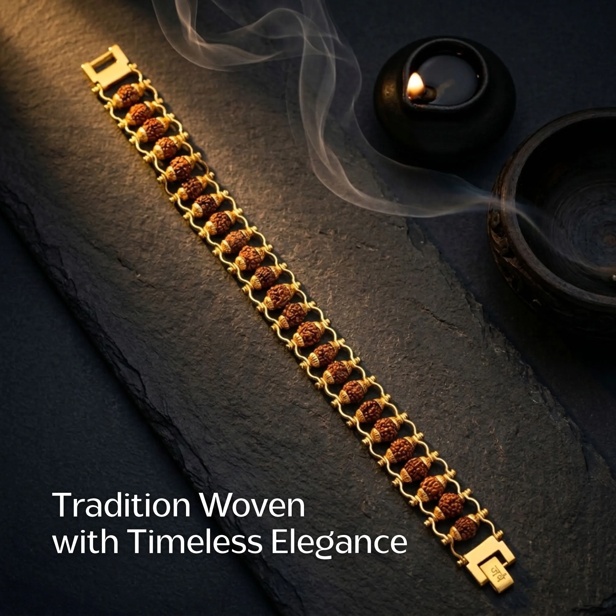 Gold Plated Modern Rudraksha Bracelet