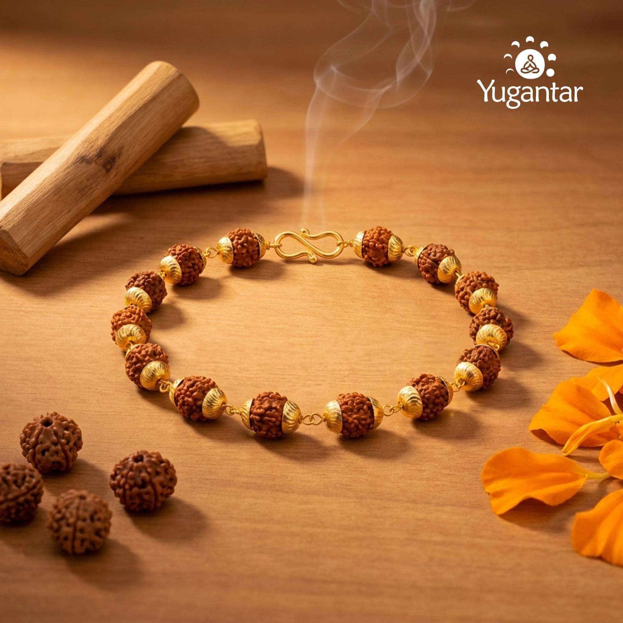 Gold Plated Rudraksha Bracelet For Men