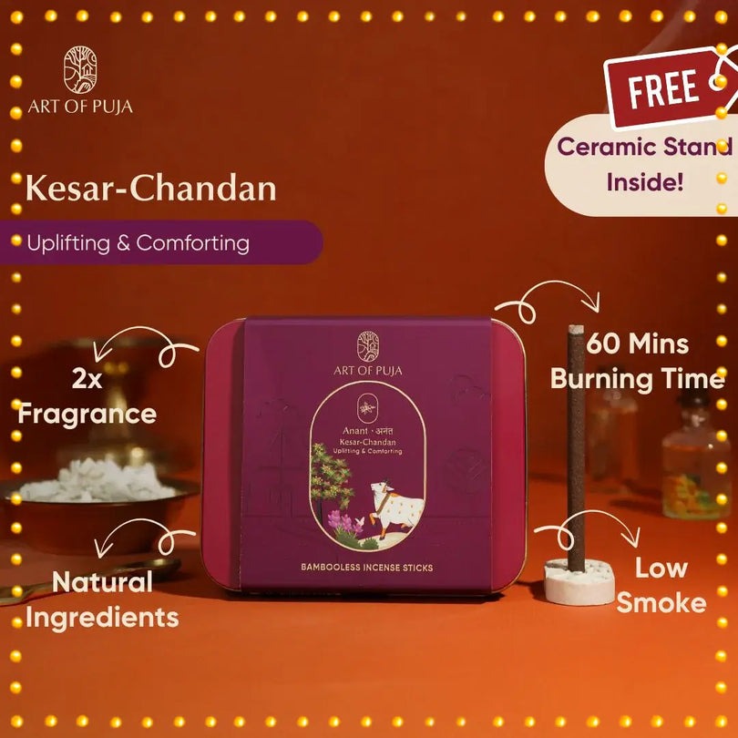 Kesar Chandan Bambooless Incense Sticks Real Saffron & Sandalwood Dhoop Anant ( अनंत )