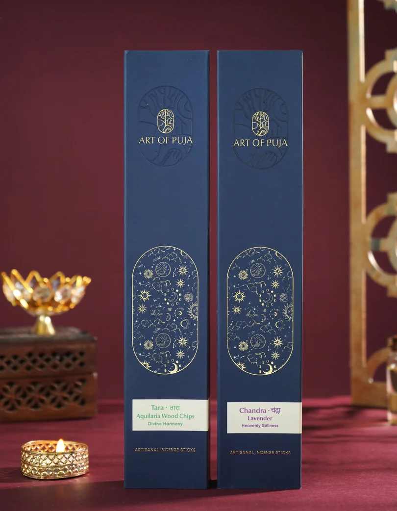 Saanjh Artisanal Incense Sticks (Combo Pack of 2) | Chandra (Lavender) & Tara (Aquilaria Wood Chips)