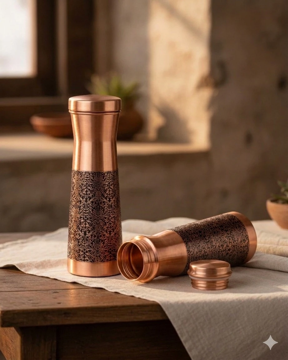 Oxygen Damaru Antique Copper Bottle (1300 ml)