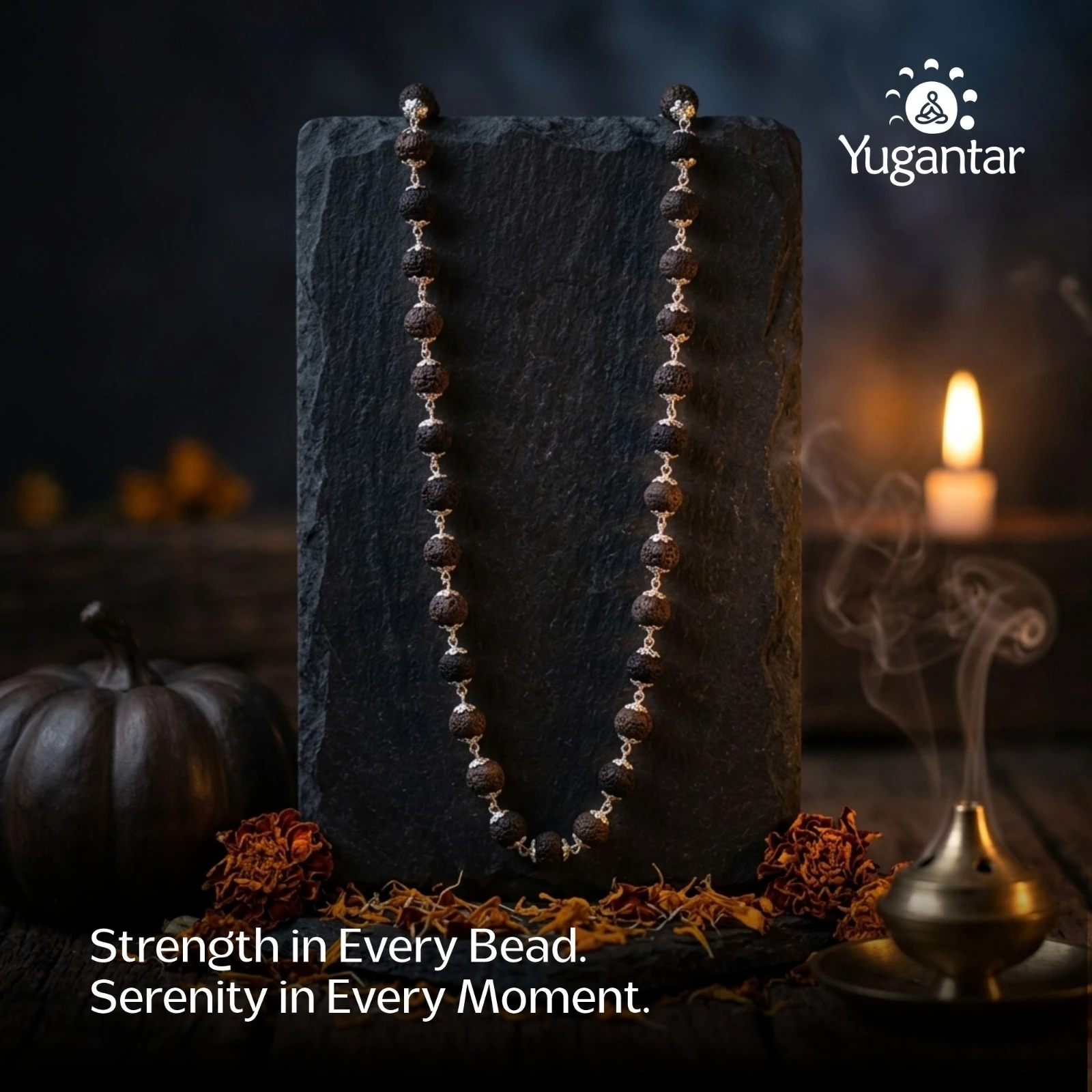 Silver Plated Eternal Karungali Mala - Natural Ebony Wood (Govt. Certified)